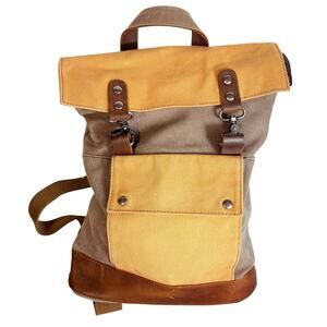 United Leather NY Waxed Canvas Clip Bag Backpack Leather Zipper